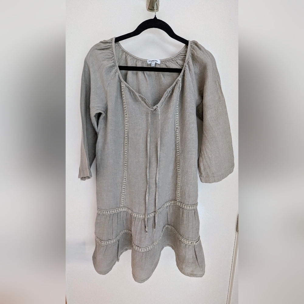 Rosemarie Made In Italy Gray Tie Front Midi Dress with Relaxed Fit Sz XS